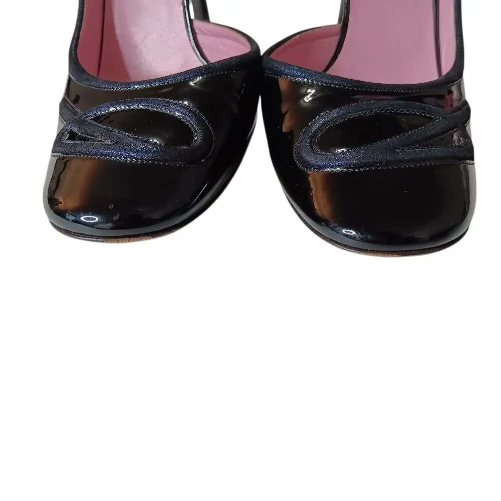 Retro Celine Heels‎ Patent Leather D'Orsay Pumps 9.5 Sexy Dressy Event Career